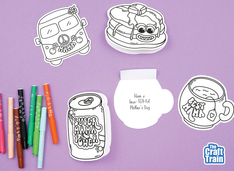 Retro Mother's Day Colouring Cards