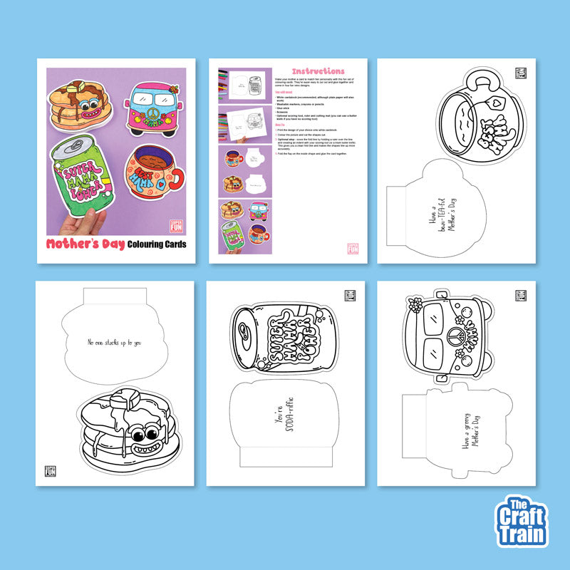 Retro Mother's Day Colouring Cards