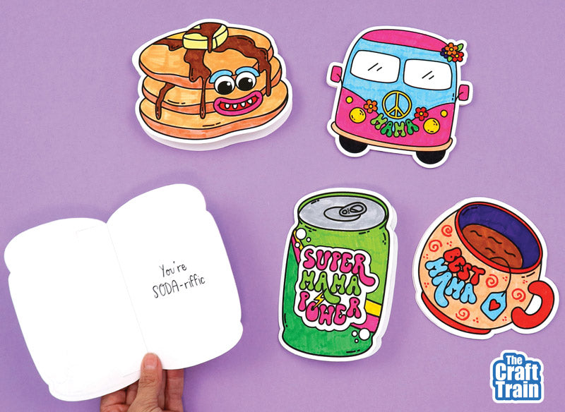 Retro Mother's Day Colouring Cards