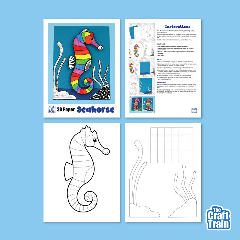 3D Seahorse Paper Craft