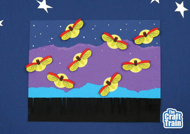 Twilight Firefly Torn Paper Collage