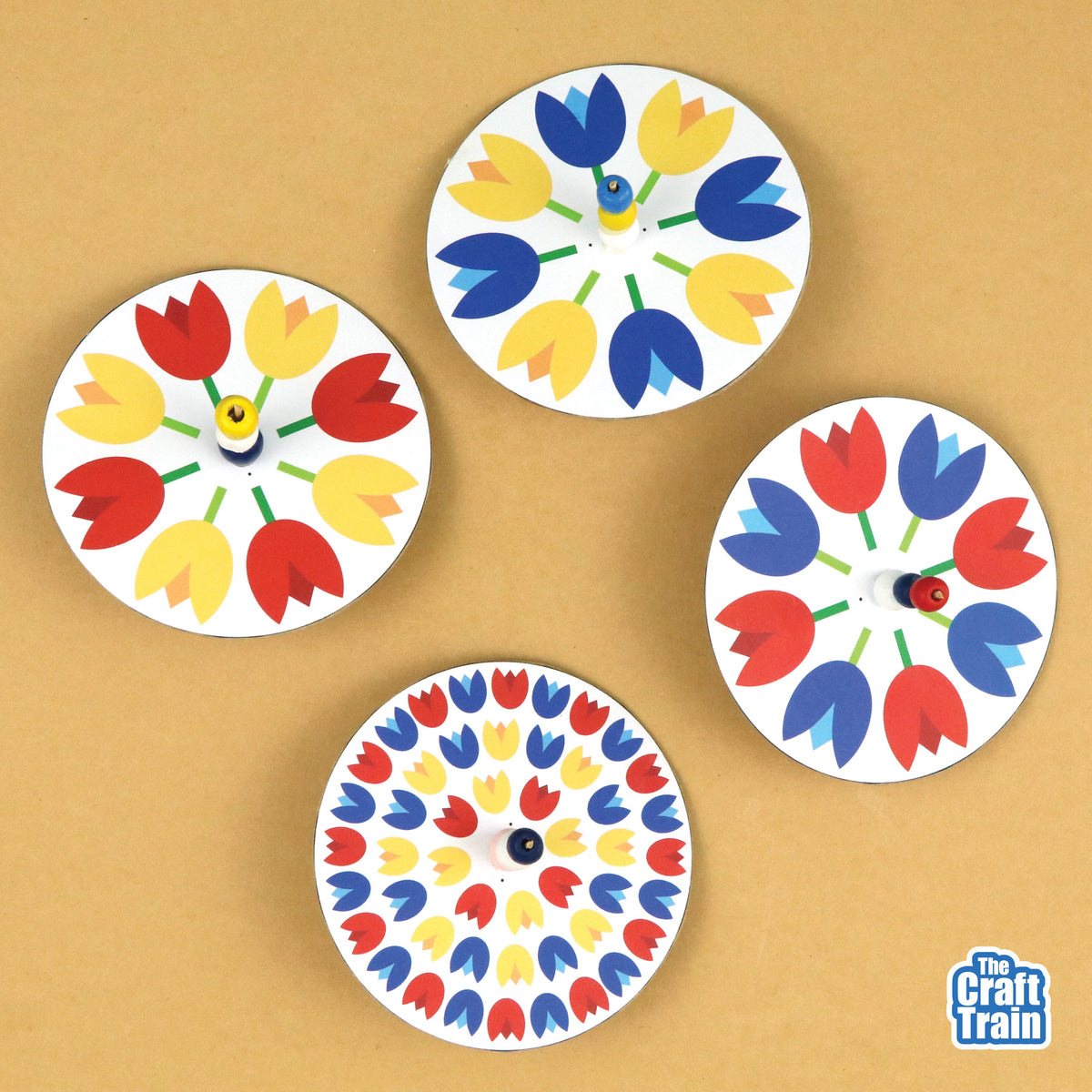 Colour-mixing tulip spinners